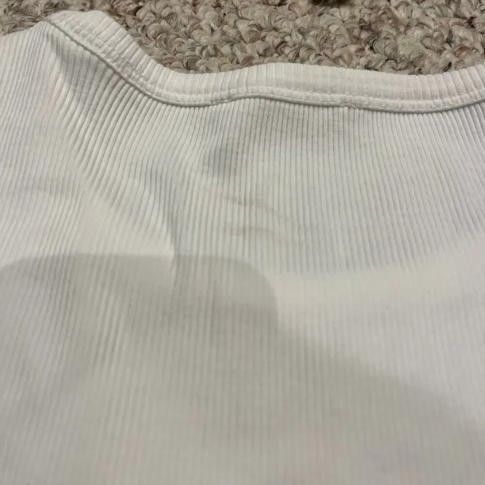 NWT Madewell Ribbed Puff Sleeve Top Sz XL White Peasant Preppy Casual